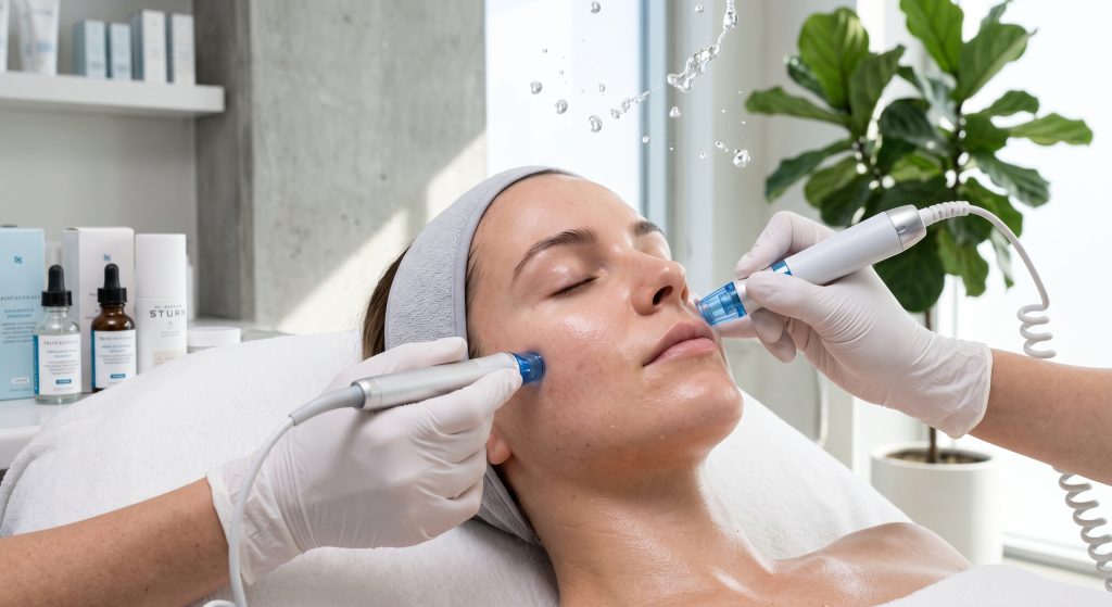 Hydrafacial cilt bakımı ile derinlemesine gözenek temizliği, siyah nokta tedavisi ve cilt nemlendirme.